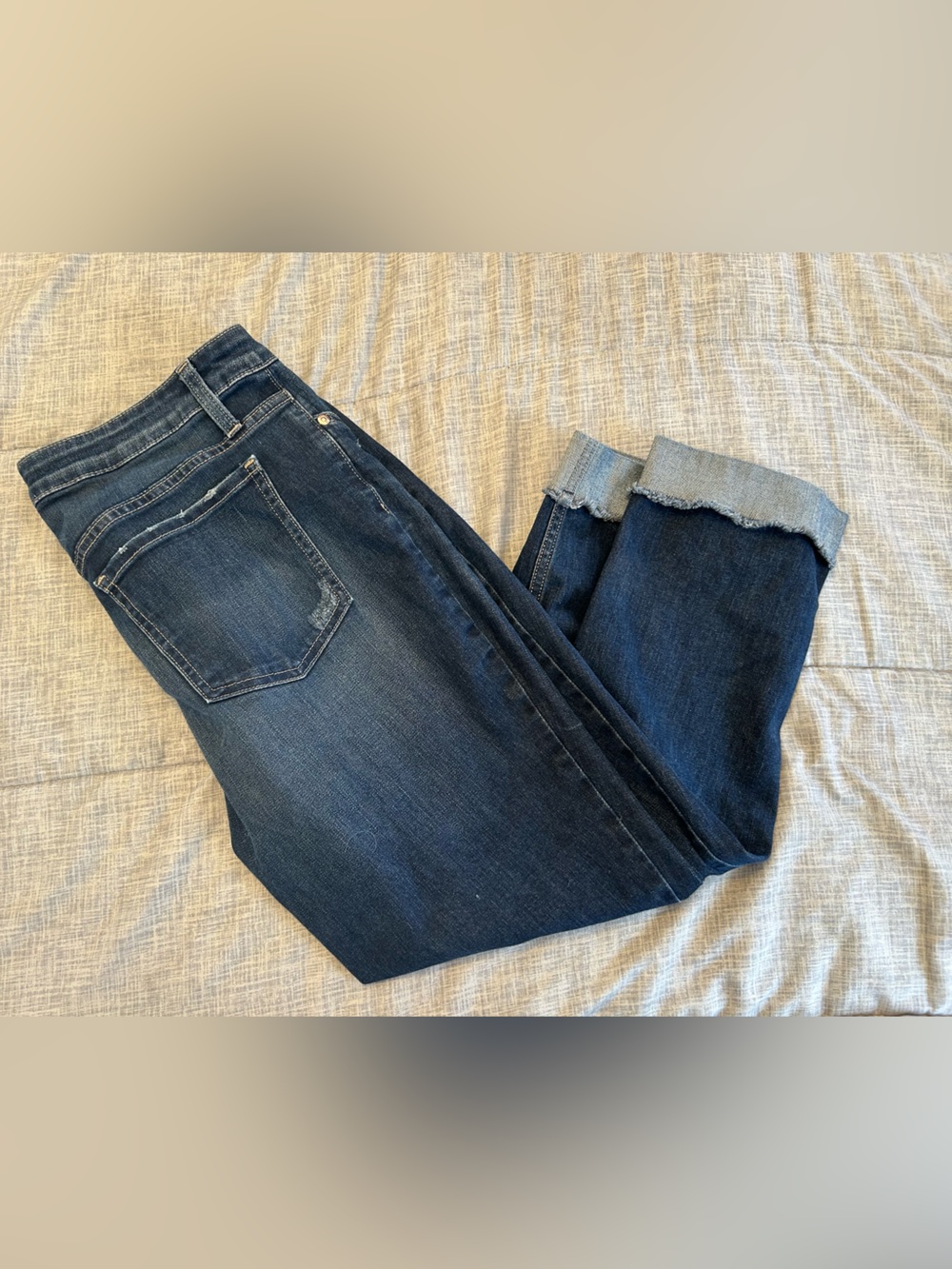 Riders by Lee Dark Blue Ankle Crop Jeans with Raw Hem